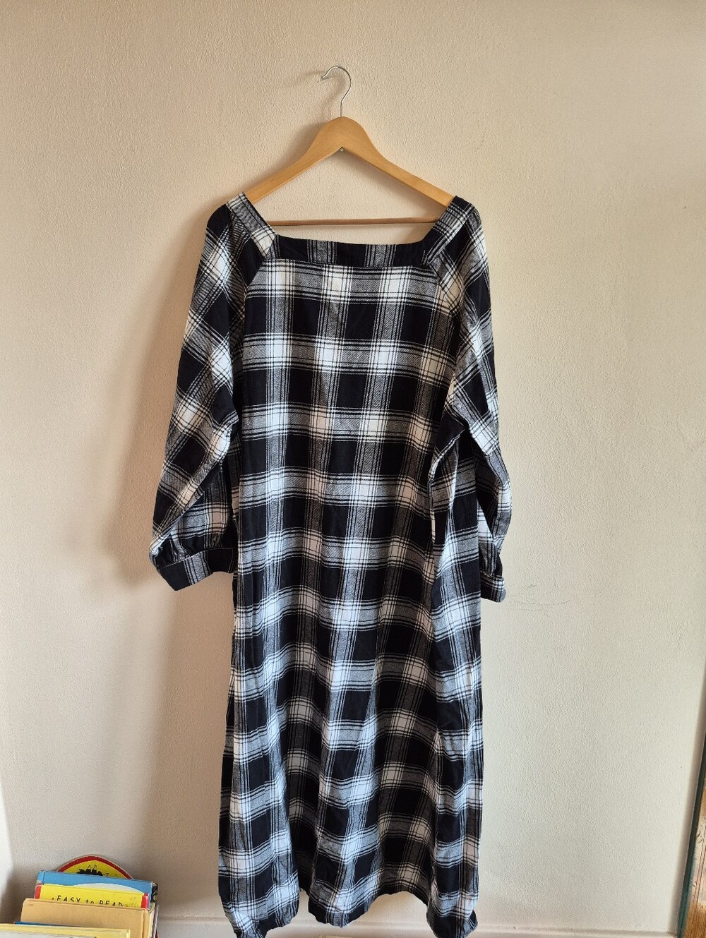 100% Cotton Plaid Nightgown Or Dress Square Neckline 4X - Picture 2 of 7